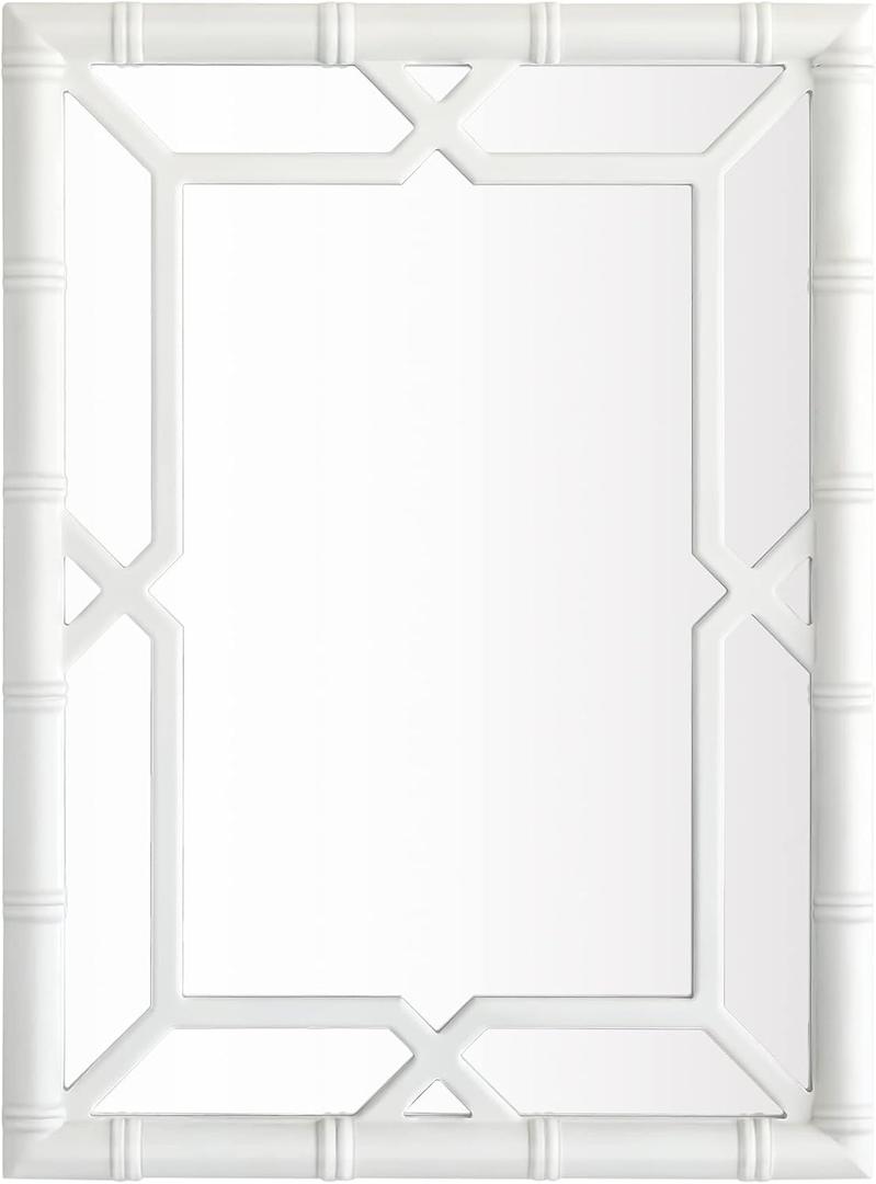 Bamboo-Look Solid Wood Window Pane Mirror 23" X 31" - White