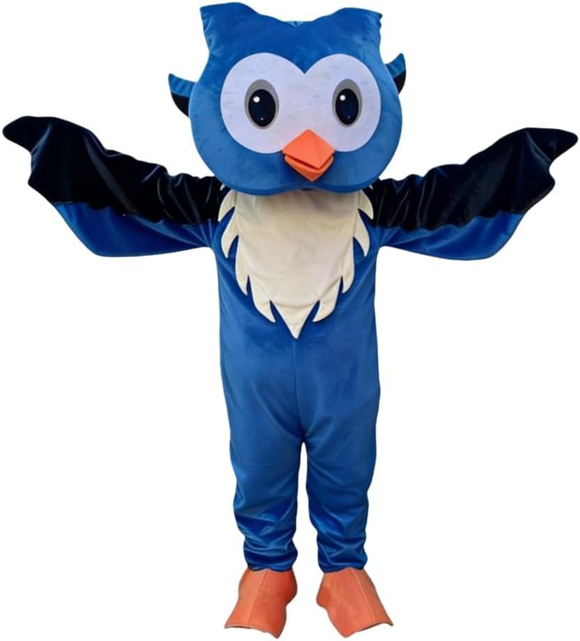 Owl Mascot Costume Halloween Party Blue Owl Costume for Adults