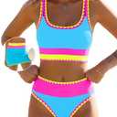Popvil High Waisted Bikini Sets for Women 3 Piece Swimsuits Tummy Control Bathing Suits with Skirt Beach Vacation 2026, M