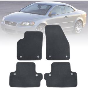 GXARTS Car Waterproof Floor Mats Carpet Full Set Compatible with Volvo C70 2006 2007 2008 2009 2010 2011 2012 2013 | All-Weather Protect, Black Velour Automobile Floor Liner Accessories