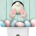 Happy Easter Night Light Plug into Wall, Easter Bunny and Colorful Eggs Dusk to Dawn Night Light, 0.5w Energy Saving Sleep Friendly for Kids Boys Girls Home Decor