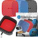 Reusable Air Fryer Liners 3 Pack for 5QT or Bigger - 8.5" Square Silicone Airfryer Liner - Easy Clean Air Fryer Accessories As Seen on the Today Show-Dishwasher Safe Non Stick Parchment Paper Replacer (Square 8.5")