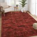 RUGSREAL Living Room Area Rug 9x12 Washable Rug Non-Slip Stain Resistant Modern Abstract Bedroom Rug Contemporary Throw Floor Carpet for Dining Room Solid Area Rug for Home Office, Red