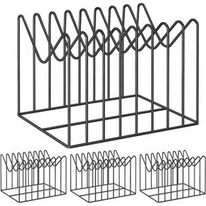 TOPCJ 4 Sets Wire File Organizer for Desk,File Folder Holder/Rack/Stand,File Sorter Organizer,Desktop Record/Clipboard Holder,8 Sections Storage,Anti-Scratch/Rusty,Steel Stable Holder,Black