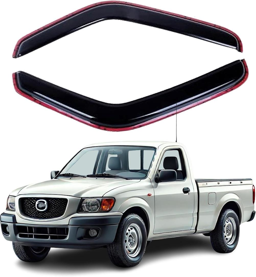 Fits Ford Ranger 1993-2011 Safe Smoke Window Visor Set - Sun, Rain, and Vent Protection, in-Channel, 2-Piece Window Deflector Guard Kit; 2mm Thickened