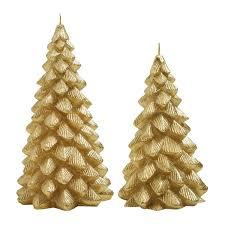 FLAVCHARM Gold Christmas Tree Flameless Candles with Remote Battery Operated Flickering LED Tabletop Lighted Xmas Tree Figurines for Fireplace Home Decor Indoor Holiday Christmas Gifts