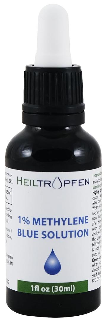 Methylene Blue 1% Solution 1 Fl Oz - 30 ml | Ultra High Purity | USP Pharma Grade Ingredients - Third-Party Tested | Formaldehyde Free | Glass Bottle | Heiltropfen