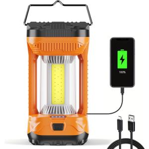 AlpsWolf Camping Lantern Rechargeable, 1000LM 4 Light Modes Camping Light 4000mAh Rechargeable Lantern for Power Outages Portable Camp Lantern with Memory Function, Orange, 1 Pack