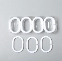 Plastic Shower Curtain Rings,Pack of 12 White Bathroom Shower Hooks Loop Clips Bath Drape Replacement C-Rings Pole and Rail Window Rod (White)