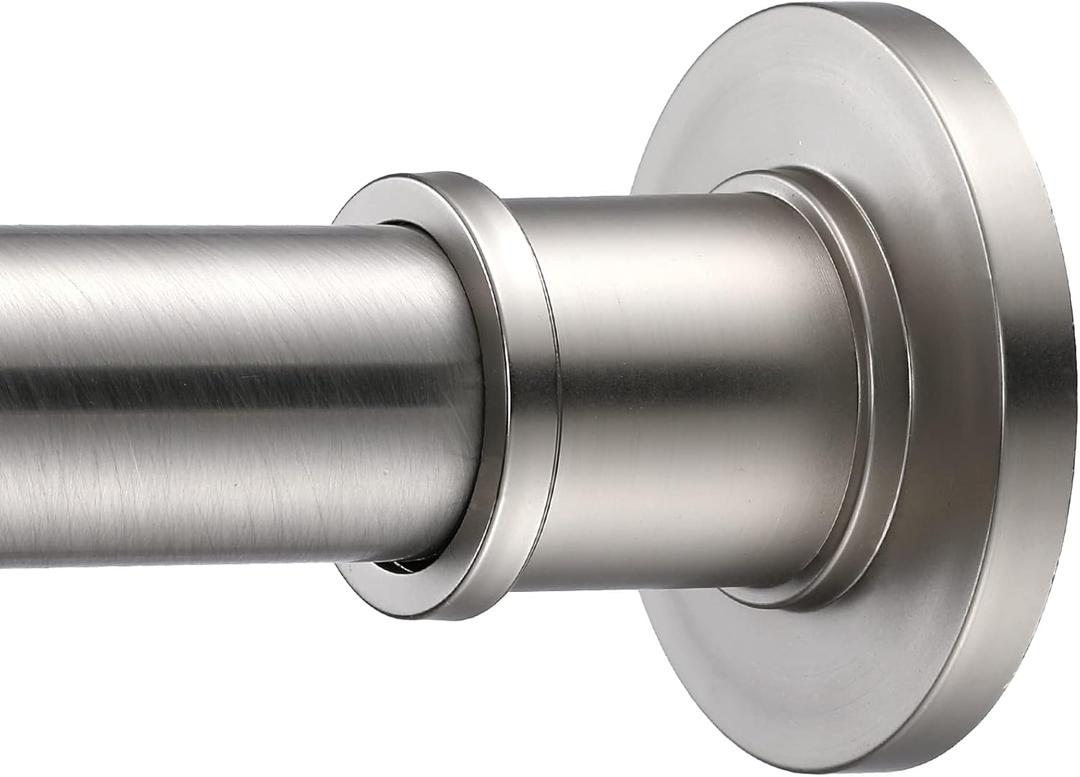 BRIOFOX Industrial Shower Curtain Rod - Rustproof Non-Slip Long Tension Shower Rod 54-90 Inch 304 Stainless Steel Tension Curtain Rod, Brushed Nickel
