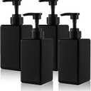 15 oz Hand Soap Dispenser, Plastic Pump Bottles, Refillable Empty Lotion Dispenser Liquid Container for Bathroom Kitchen College Dorm, 4 Pack Black (15oz/450ml, 4 Pack, Black)