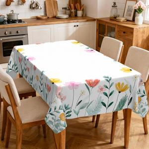 Eikione Rectangular Tablecloth 55x70Inch,Waterproof Summer Flowers Table Cloth Washable, Stain Resistant Cloth Table Cover for Party Picnic Dinner Decor