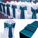 100 PCS Satin Chair Sashes Decorative Bow Chair Sashes Ties Seat Cover Ribbon Bow Chairs Cover Band for Wedding Birthday Party Ceremony Reception Banquet Event Home Kitchen Decor(7 x108inch,Turquoise)