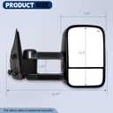 AERDM New Pair Towing Mirrors Power Operated Heated Textured Black Telescoping Trailer Side Mirrors Fit Chevy/GMC/Cadillac Silverado Sierra Avalanche Suburban Tahoe Yukon XL Escalade EXT ESV, Medium