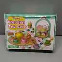 Toyssa Wooden Tea Party Set for Little Girls Toys Toddler Tea Set with Storage Cupcake Stand & Play Kitchen Accessories, Wooden Toys for Toddlers 3 4 5 6 Years Old, Birthday Kids Girls Gifts