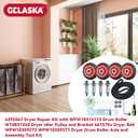GELASKA 4392067 Dryer Repair Kit with WPW10314173 Dryer Drum Support Roller, W10837240 Dryer Idler Pulley and Bracket, 661570V Belt, WPW10359271, WPW10359272 Dryer Drum Support Roller Shaft