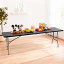 FDW 8FT Folding Table Half Portable Foldable Table Picnic Table for Office Home Camping Party (Black, 8 FT)