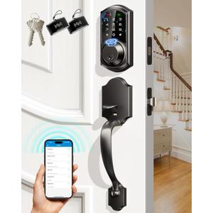 Veise Fingerprint Smart Locks for Front Door with Handle Set, App Control, Keyless Entry Keypad Deadbolt, Digital Electronic Touchscreen, Easy Install, Auto Lock, Matte Black (Matte Black) Veise Fingerprint Smart Locks for Front Door with Handle Set, App Control, Keyless Entry Keypad Deadbolt, Digital Electronic Touchscreen, Easy Install, Auto Lock, Matte Black (Matte Black)