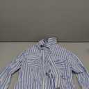 OMSJ Women's Striped Button Down Shirts Casual Long Sleeve Stylish V Neck Blouses Tops with Pockets, Size Small