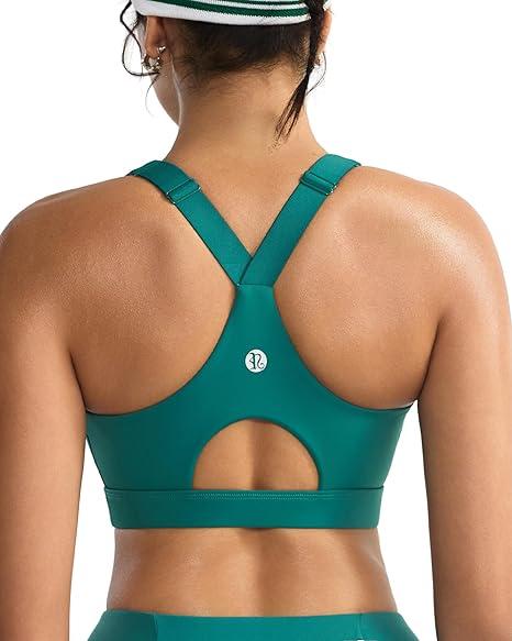 RUNNING GIRL Sports Bras for Women, Medium Impact Sports Bra with Molded Cup Yoga Pilates Workout Bra(WX3108_Teal_S)