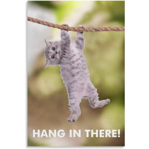 Aimeryup Cat Hang in There - Funny Motivational Cat Wall Art Canvas Bedroom Painting Home Decor Pictures Artworks Posters UnFramed-1,16x24inch(40x60cm)