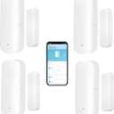 WiFi Door Sensor: Wireless Window Sensor with App Alerts, Tuya Smart Contact Sensor for Home Security and Smart Home Automation, No Hub Required, Compatible with Alexa Google Assistant(4-Pack)