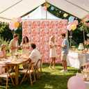 Flower Wall Backdrop, 12PCS 13.8 * 13.8IN Faux Flower Wall Panels for Indoor Outdoor Decor, Floral Backdrop for Birthday Party Wedding Garden Home (Light Pink 2, 13.8”x13.8” (12pcs))