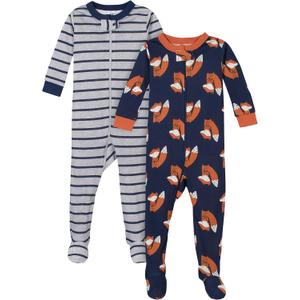 2-Pack Baby & Toddler Boys Camo Snug Fit Footed Cotton Pajamas (18 Months, Fox Grey)