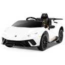 Amazon.com: Licensed Lamborghini Huracan Ride on Car by OLAKIDS, 12V Kids Electric Vehicle with Remote Control, Toddlers Battery Powered Toy with 2 Speeds, Wheels Suspension, Music, Bluetooth, USB, FM (White) : Toys & Games