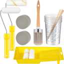 LemonRoad 18 Pieces Paint Brush and Roller Set, Painting Supplies for Cabinet Furniture, with Sponge, Tray Liner, Cup and Mixing Stick, Tools to Finish All in One Paint(4 Inch,Combo Brush Set)