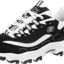 Skechers Sport Women's D'Lites Memory Foam Lace-up Sneaker, Biggest Fan Black/ White, 7 M US