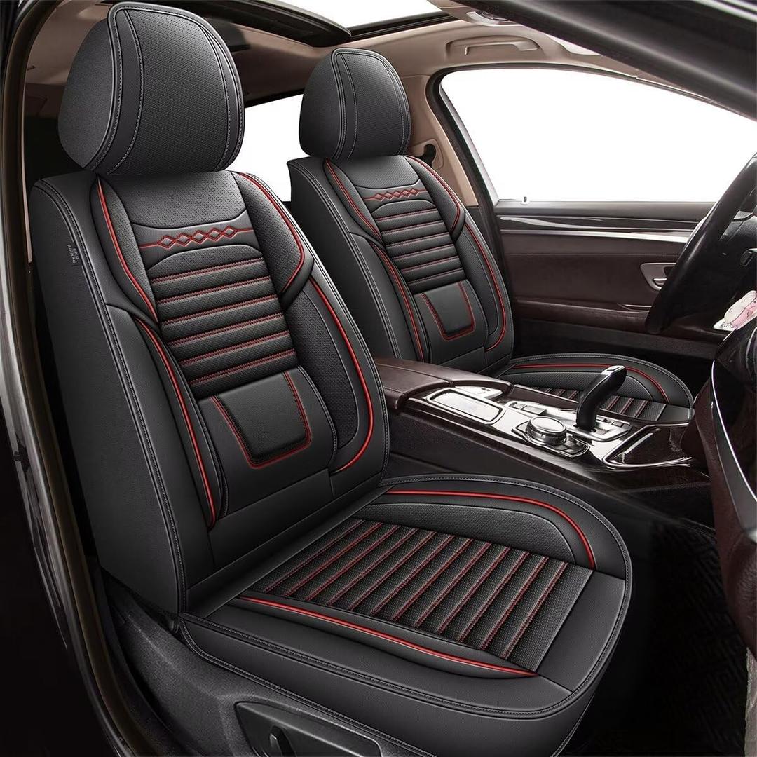 DISUTOGO Seat Covers for Honda Accord 2003-2017: Car Seat Covers Full Set Leather Breathable (5 Seats, Black& Redline)