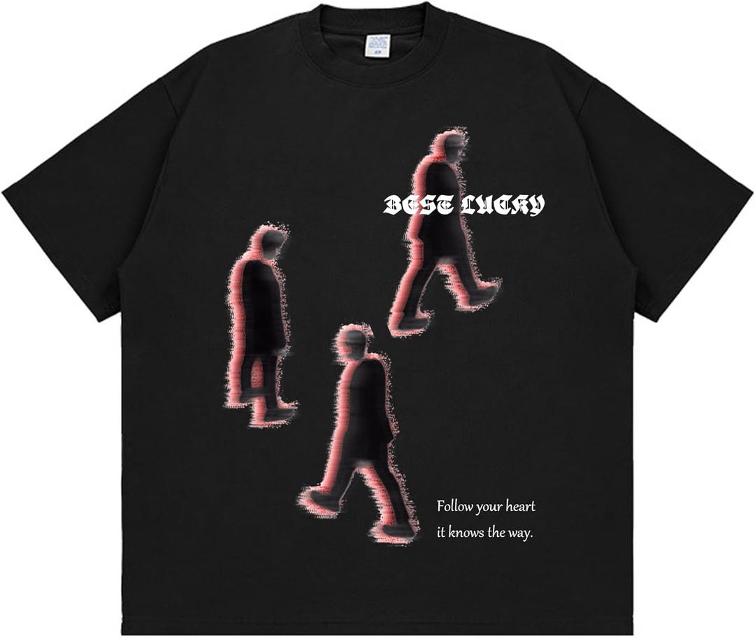 Y2k Graphic Tees Men Streetwear Vintage Oversized Tshirts Unisex Summer Casual Tops (Black, Medium)