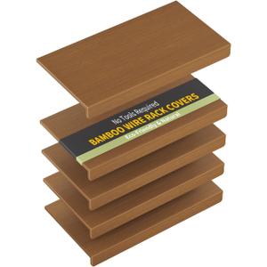 Bamboo Wire Shelf Covers for 24" x 16" Racks, Snap-On Modular Removable Wire Rack Cover for Pantry & Kitchen, Set of 5, Walnut