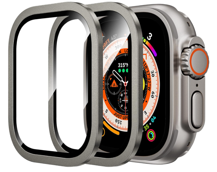 WSKEN for Apple Watch Ultra 3/Ultra 2/Ultra Screen Protector 49mm,9H Tempered Glass + Titanium Alloy Frame, [Keep Original] [Touch Sensitive] Lightweight Protective Glass Film for iwatch Ultra 3/2/1
