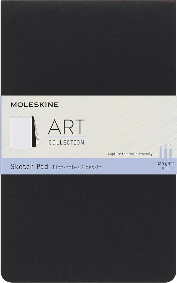 Moleskine Art Sketch Pad, Soft Cover, Large (5" x 8.25") Plain/Blank, Black, 48 Pages Moleskine Art Sketch Pad, Soft Cover, Large (5" x 8.25") Plain/Blank, Black, 48 Pages