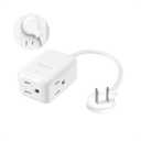 NUTICT 2 Prong to 3 Prong Extension Cord with 3 Outlets, 1.5ft Short Polarized Flat Wall Plug 2 Prong, 13A/1625W, Ideal for Non-Grounded Outlets in Old House Kitchen Bathroom Tight Spaces, White