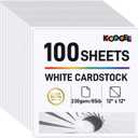Koogel 100 Sheets White Cardstock, 12 x 12 Inch Craft Paper Construction Paper for Printer Card Making, Back to School Supplies, 230GSM