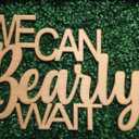 We Can Bearly Wait Sign,16 x 13 inch Baby Shower Backdrop Sign for Gender Reveal Party Decor Stylish Photo Backdrop for Baby Boys and Girls