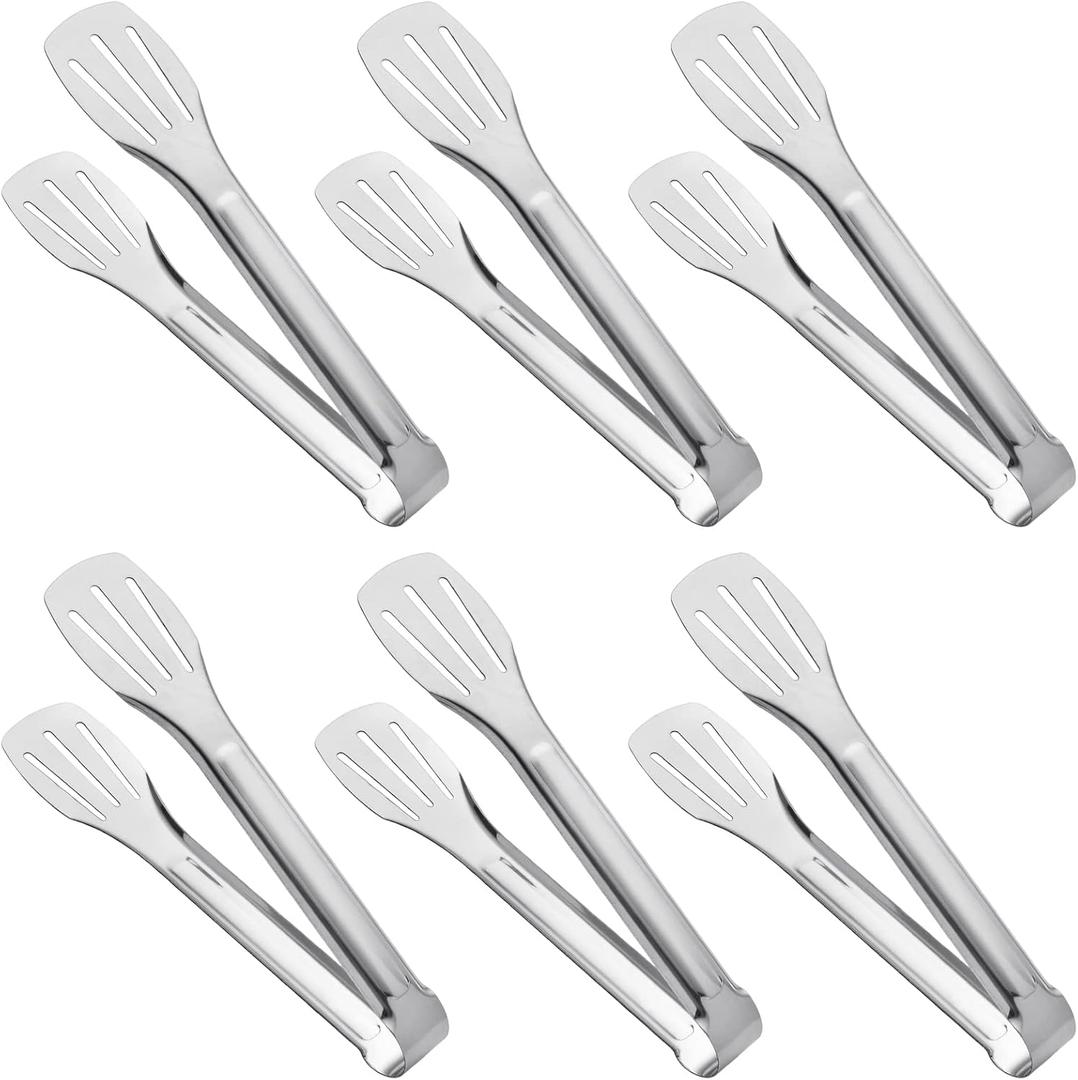 Serving Tongs Kitchen Tongs,Buffet Tongs, Stainless Steel Food Tong Serving Tong, Small Tongs 6 Pack (9 Inch)