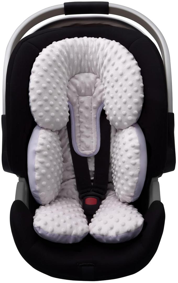 Pro Goleem Infant Car Seat Head Neck Body Support, Ultra-Soft Minky and Microfiber Newborn Car Seat Insert, Perfect for Car Seat, Stroller, 2-in-1 Reversible, for Boys and Girls, Gray (Grey)