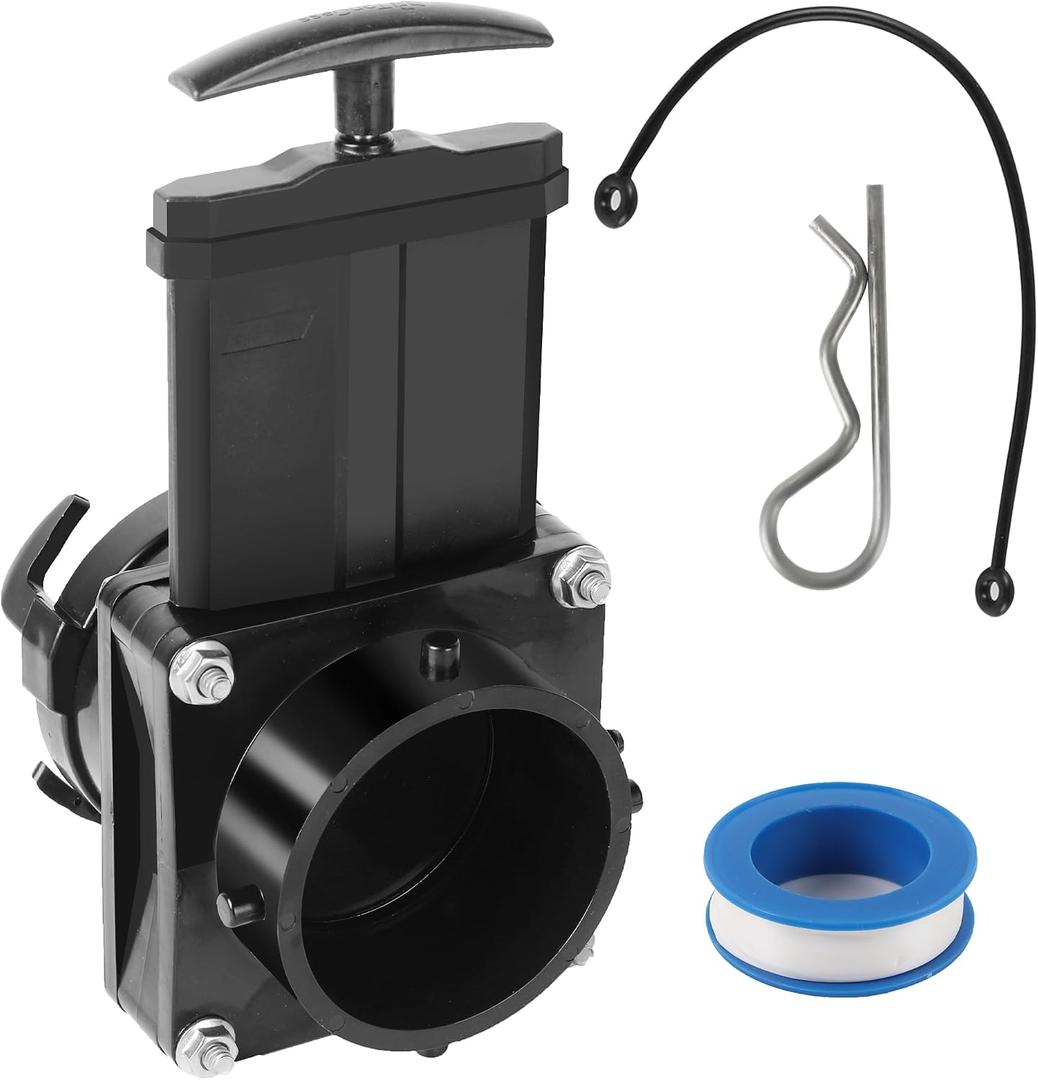 TonGass 3-Inch RV Waste Valve Body with Handle, Durable RV Sewer Valve Replacement for Campers, Trailers, and Motorhomes, Mess-Free Water Valves, Heavy-Duty Camper Sewer Pipe Fitting - Black