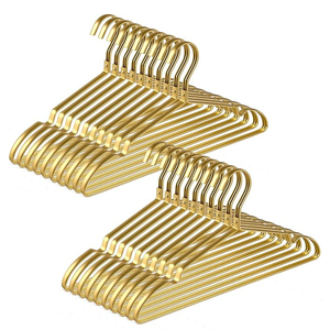 Amber Home 20 Pack Premium Matte Gold Aluminum Coat Hangers, 16.5” Extra Smooth & Durable Metal Shirt Dress Hanger, Light & Sturdy Metal Rack for Jacket Trouser Pant Slack