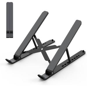 Tonmom Laptop Stand for Desk, Adjustable Laptop Riser ABS+Silicone Foldable Portable Notebook Holder, Ventilated Cooling Notebook Mount Computer Stand for 10-15.6 Laptops,Tablets-Black