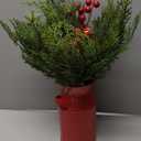 Christmas Centerpieces Mini Tabletop Christmas Tree Small Christmas Floral Arrangements with Red Ornaments in Metal Pot 15.7" Xmas Tree Decorations for Holiday Wedding Party New Year Table Desk Mantle