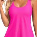 Women's Flowy Tankini Top Only- Modest Swimsuit Top Tie Knot Bathing Suit No Bottom 2025 (Pink, M)
