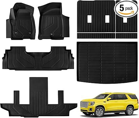 Floor Mats for Chevrolet/Chevy Suburban/GMC Yukon XL 7 Seater 2021-2025 All Weather Suburban/Yukon XL Floor Mats for Chevrolet/Chevy Suburban/GMC Yukon XL Accessories 2025-2021 Black