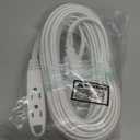 3-Outlet Flat Extension Cord 40 FT, 16 Gauge Extension Cord, Flat Plug, Multi Outlet, 3 Prong Angled Plug, SPT-3 Power Strip Indoor Extension Cable, ETL Listed, White