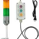 Y DIANS 3 Stack Super Bright LED Industrial Signal Tower Light Andon Lights with No Sound, Self Locking Switch or Flash, for Industrial, Warehouse, Indoor AC110V