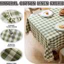 Checkered Tablecloth Rectangle Cotton Linen Gingham Table Cloth with Tassel Washable Wrinkle Free Heavy Duty Buffalo Plaid Table Cover for Dining/Party/Picnic (Green, 55" x 70" (Rectangular))